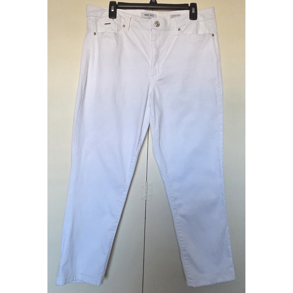 Nine West Cotton White Denim Grammercy Crop Jeans Sz 14~Excellent Pre-owned Cond